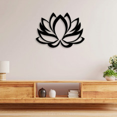 Decoratiune de perete, Lotus Flower, Metal, Dimensiune: 45 x 35 cm, Negru