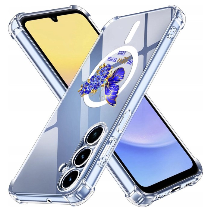 Husa antisoc pentru samsung galaxy a15 airbag tpu, col&Egrave;uri ranforsate- butterfly albastru
