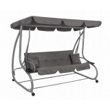 Balansoar de gradina acoperit, gri, 3 locuri pentru 3 persoane, maxim 260 kg, perne incluse, JollyMag, HO02SZ