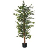 HOMCOM Plantă Ficus Falsă, Plantă &Icirc;naltă de 150cm, Plantă Artificială Decorativă pentru Interior și Exterior, &Oslash;17x14.5 cm, Verde | Aosom Romania