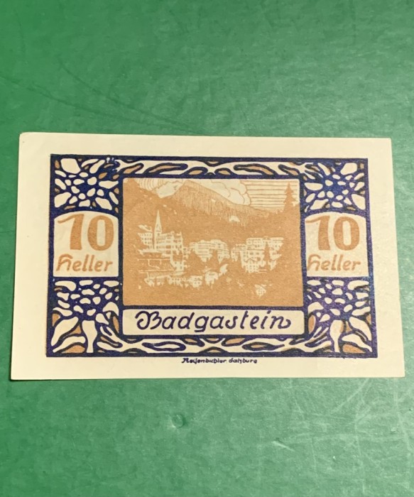 Bancnota Notgeld 10 heller 31 decembrie 1920