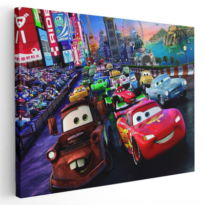 Tablou afis Cars2 desene animate 2170 Tablou canvas pe panza CU RAMA 40x60 cm foto
