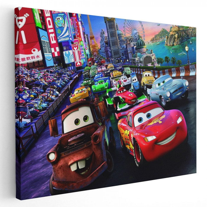 Tablou afis Cars2 desene animate 2170 Tablou canvas pe panza CU RAMA 40x60 cm