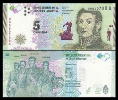 Argentina 2015 - 5 pesos UNC foto