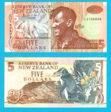 Noua Zeelanda (pick 177) 5 Dollars 1993 UNC serie: CJ106899; Varianta pe H&acirc;rtie, nu pe Polimer; Tipar: Thomas De La Rue