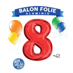 Balon cifra 8, folie aluminiu, inaltime 81 cm, rosu foto