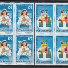 ROMANIA 1982 LP 1064 SAPTAMANA ECONOMIEI CEC BLOCURI DE 4 TIMBRE MNH