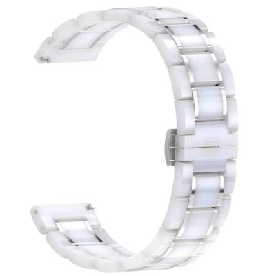 Curea ceramica, compatibila Amazfit BIP 3, telescoape QR, Ceramic Snow foto