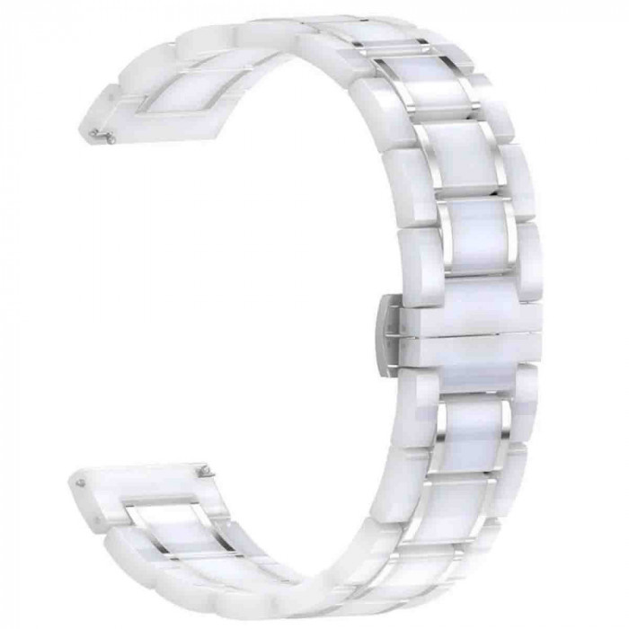 Curea ceramica, compatibila Amazfit BIP 3, telescoape QR, Ceramic Snow