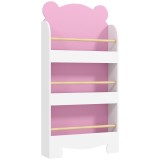 AIYAPLAY Bibliotecă pentru Copii 3 Rafturi &icirc;n Formă de Ursuleț 55x15x110 cm, Roz | Aosom Romania