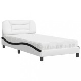 Cumpara ieftin Pat cu saltea, Hvar, alb si negru, 100x200 cm, piele ecologica