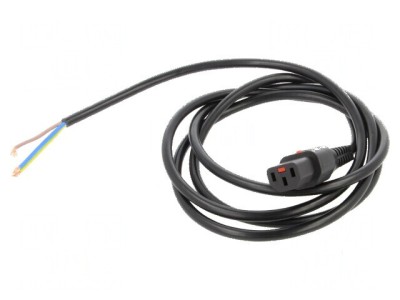 Cablu IEC C13 mamă 2m cu blocare IEC LOCK negru 10A foto