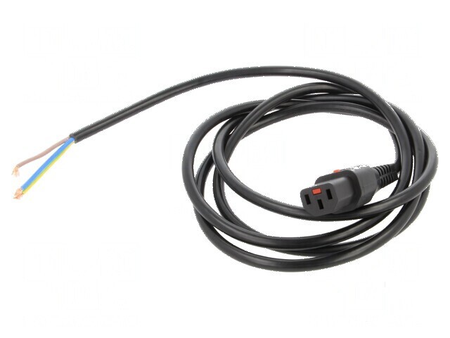 Cablu IEC C13 mamă 2m cu blocare IEC LOCK negru 10A
