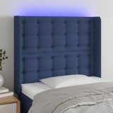 VidaXL Tăblie de pat cu LED, albastru, 103x16x118/128 cm, textil