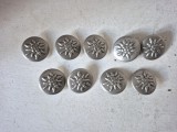 Set 9 nasturi metalici vintage stil bavarez / tirolez &ndash; Model Floare de Colț (Edelweiss), 3 cm