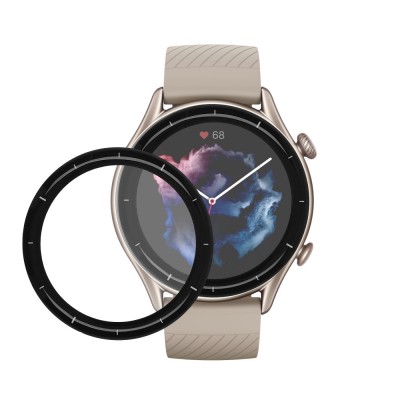 Set 2 Folii de protectie Kwmobile pentru Amazfit GTR 3, Transparent/Negru, Polimer, KWM000024VM001C foto
