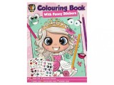 Carte de colorat pentru fete, cu abtibilduri amuzante, A4, 24 pagini, Grafix