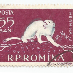 România, LP 448/1957, Fauna din Delta Dunării, deplasare culoare, eroare, oblit.