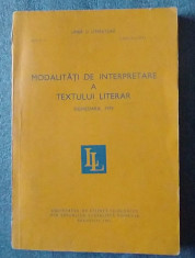 Modalita?i de interpretare a textului literar (comunicari Sighi?oara 1979) foto