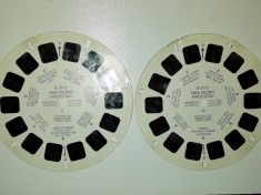 LOT 5 DIAPOZITIVE CIRCULARE VIEW MASTER 3D, PINOCHIO ,PADDINGTON BEAR ,ANIMATIE