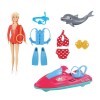 Papusa blonda salvamar cu accesorii si Jet Ski, Multicolor, ATU-083054, Plastic, Oem