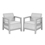 Set 2 fotolii de gradina Curver Scandi Linea Duo, gri cenusa-gri deschis