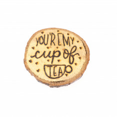 Suport de pahare, din lemn reciclat - "You're my cup of tea" | Deco Sara's Handmade