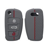 Husa Cheie Auto pentru Audi - 3 Butoane, kwmobile, Silicon, Gri, 53134.12