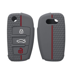 Husa Cheie Auto pentru Audi - 3 Butoane, kwmobile, Silicon, Gri, 53134.12