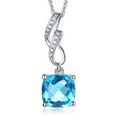 Pandantiv Borealy Aur Alb 14 K 4.6 Ct Cushion Swiss Blue Topaz foto