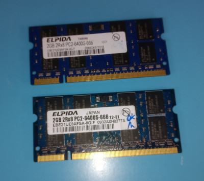 Memorii laptop DDR2 4Gb 2x 2Gb 800Mhz PC2-6400S Elpida foto