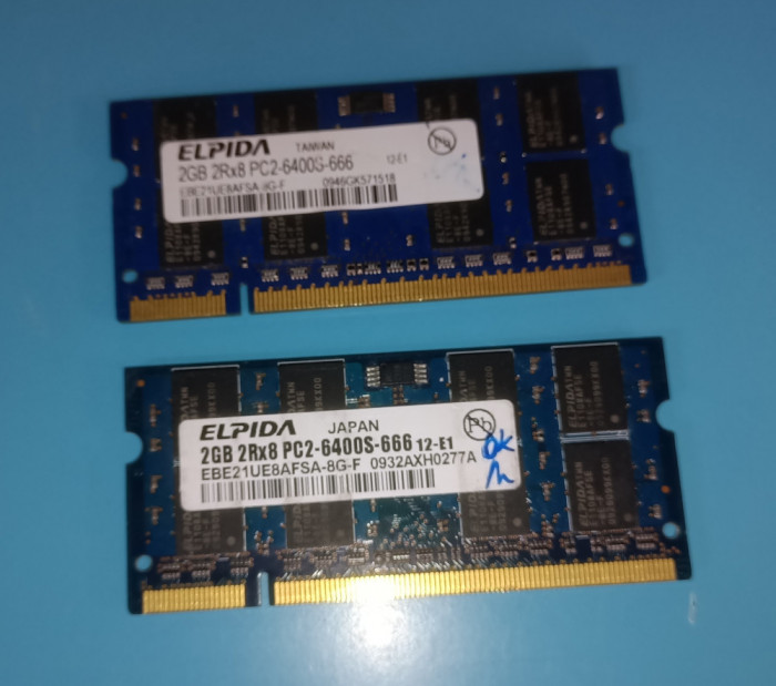 Memorii laptop DDR2 4Gb 2x 2Gb 800Mhz PC2-6400S Elpida