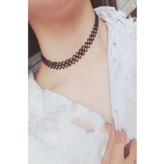 Choker Fashion Black Mesh - Colier elegant pentru gat - Black Delux