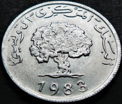 Moneda exotica 5 MILLIEMES - TUNISIA, anul 1983 *cod 698 = A.UNC foto