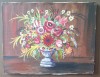 Tablou original &ndash; Natură statică cu flori | Semnat D. Veneris | Artist italian | Pictură pe p&acirc;nză vintage, Ulei, Realism