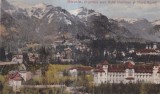 Sinaia O privire spre Hotel Caraiman si Munti Bucegi (necirculata, circa 1910)