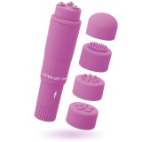 Cumpara ieftin Mini Vibrator Portabil, 4 Capete Interschimbabile, Vibratie Silentiosa, Fara BPA, Rezistent la Apa, pentru Senzatii si Placeri Unice, Usor de Curatat,