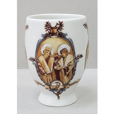 Vas de farmacie decorat cu Sf. Doctori Fara de Arginti Damian si Cosma