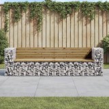 Cumpara ieftin Bancă de grădină cu gabion, 244x71x65,5 cm, lemn pin impregnat