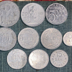 ROMANIA LOT 10(ZECE) MONEDE ALUMINIU(DIFERITE ! ),1946-2002/