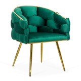 Scaun living verde BUC 251 din catifea cu piciorușe reglabile