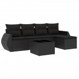 Cumpara ieftin Set mobilier de gradina cu perne, 6 piese, negru, poliratan