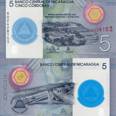 NICARAGUA 5 cordobas 2019 polymer UNC!!!