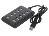 Hub USB 2.0 10 Porturi Negru 0.8m