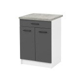 Praktik 60 dulap de bază 2 uși 1 sertar, alb-antracit