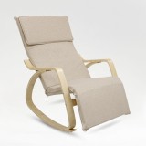 Fotoliu balansoar Kiwari&reg; Zein, suport picioare, cadru metalic cu brate din lemn, 120x67x90 cm, material textil poliester, husa detasabila, Bej,