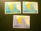 Serie Grecia 1978 Harta - 3 val. fara guma , 1 val are pata spate, Nestampilat