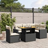 vidaXL Set mobilier de grădină cu perne, 6 piese, negru, poliratan 3271315