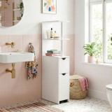 Raft &icirc;ngust de baie Fadeskimma cu sertar si roll-out, alb, 113x19x45 cm