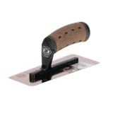 Gletiera inox, venetiana, trapezoidala, 20x8x7 cm x 0.65 mm, maner piele Alcantara, Olejnik